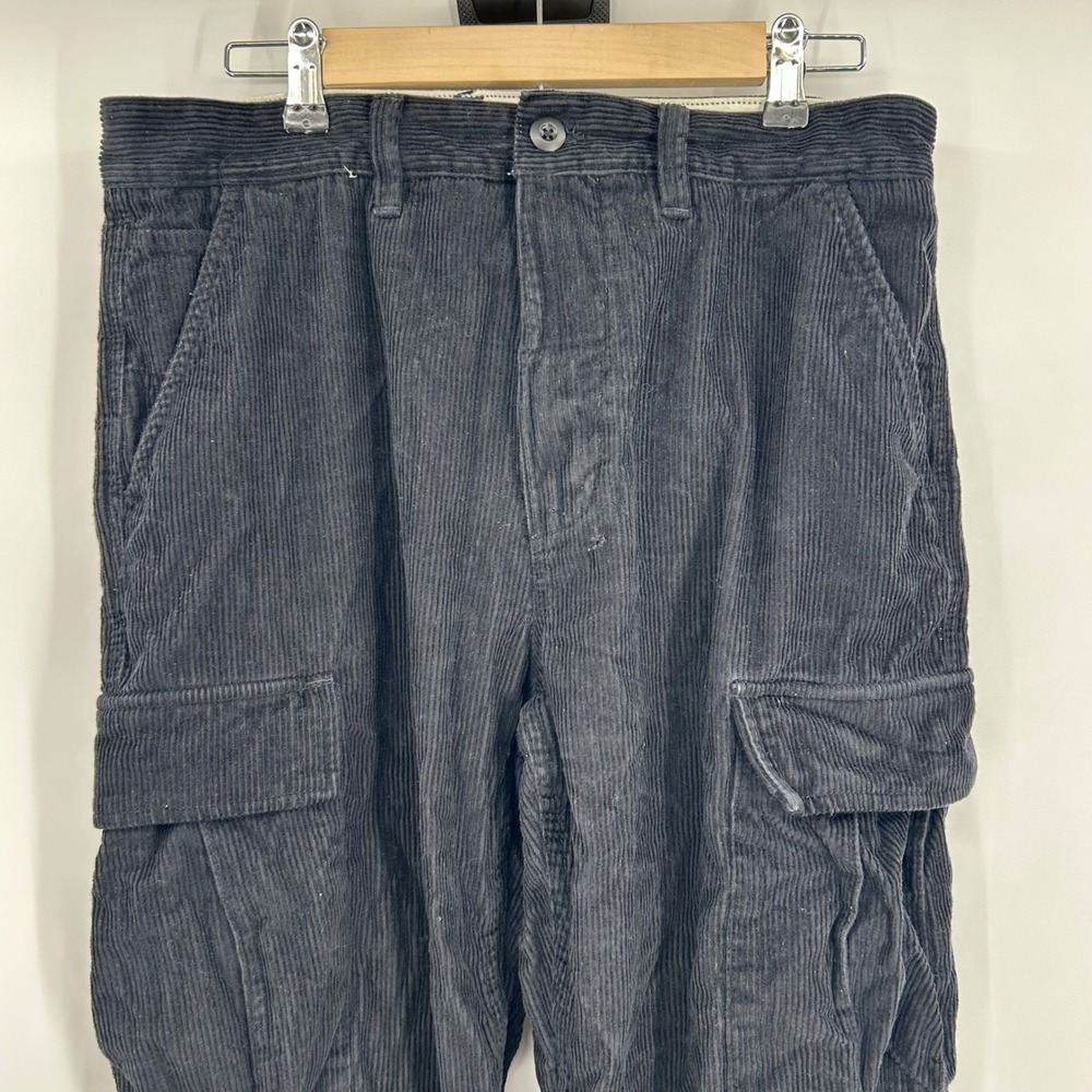 Vans Service Cargo Pants Mens 32 Black Corduroy Loose Tapered Fit Skate Utility